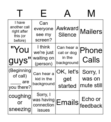 CONFERENCE CALL BINGO Card