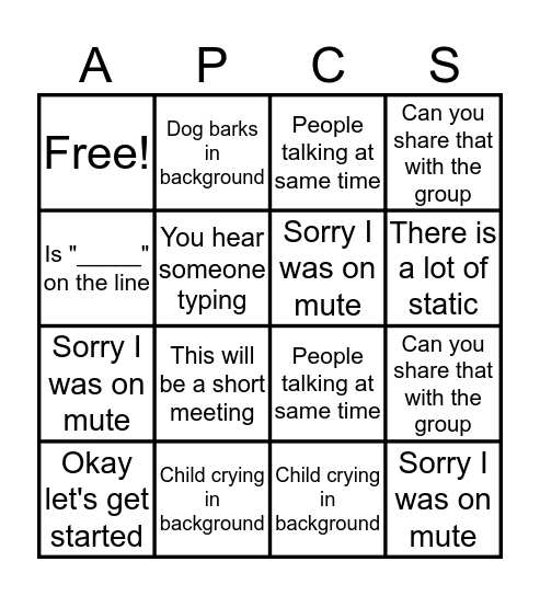 Daily Tag Up Bingo Card