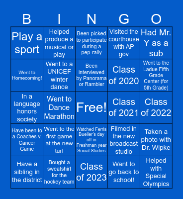 Ladue High School Bingo Card