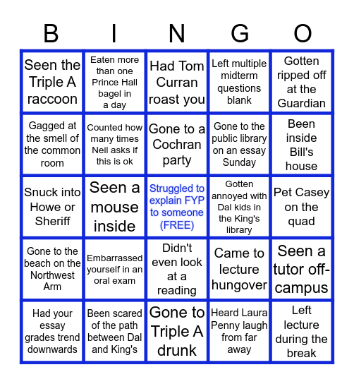 FYP Bingo Card