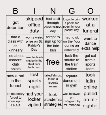 mercy bingo Card