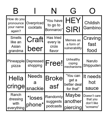 Cindee Bingo Card