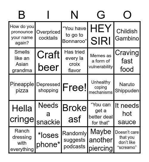 Cindee Bingo Card