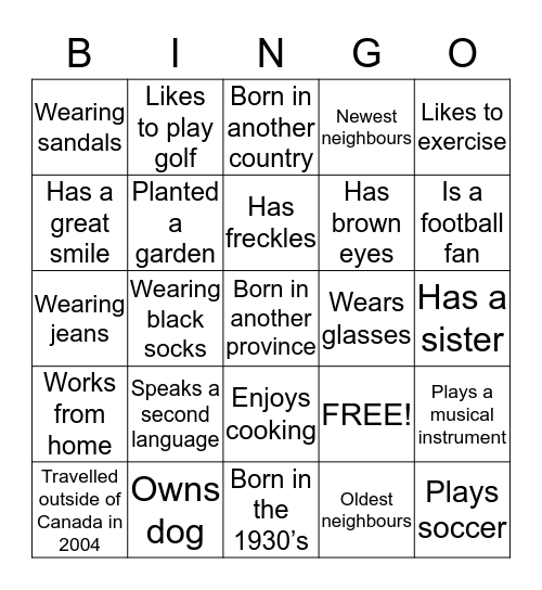 Fogerty Street BBQ Neighbourhood  Bingo Card