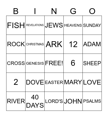CHILDREN'S CHURCH Bingo Card