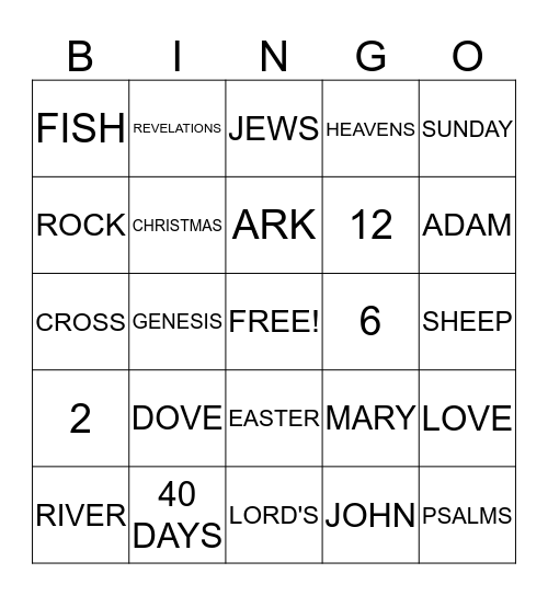 CHILDREN'S CHURCH Bingo Card