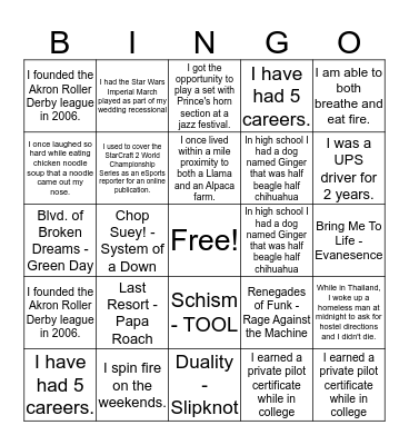 Trivia Bingo Card