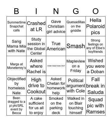 Brent Plays Bingo Card