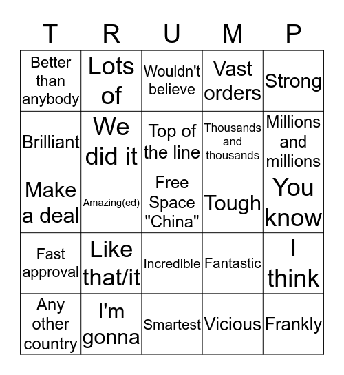 Trump Bingo Card