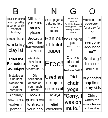 ORSID HAPPY HOUR BINGO Card