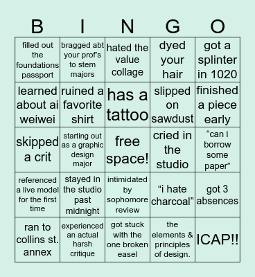 utc art foundations bingo Card