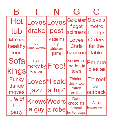 Steve Barba Bingo Card