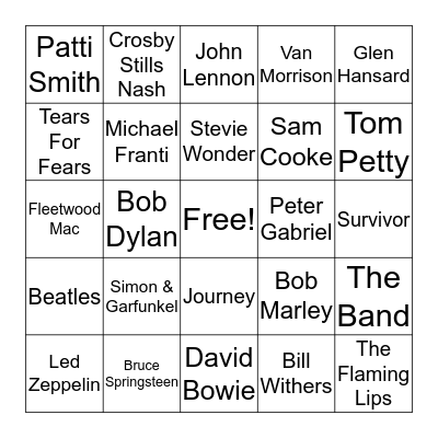 Songs of Hope Bingo Card