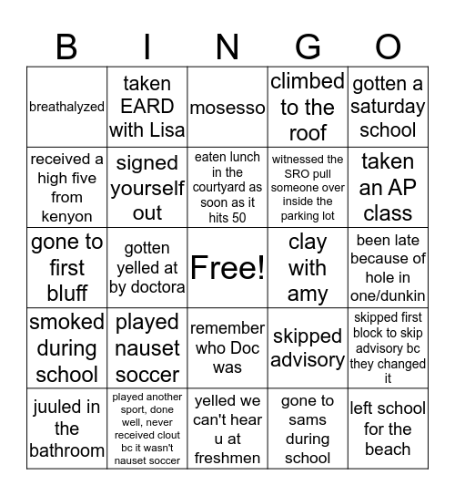 Nauset Bingo Card