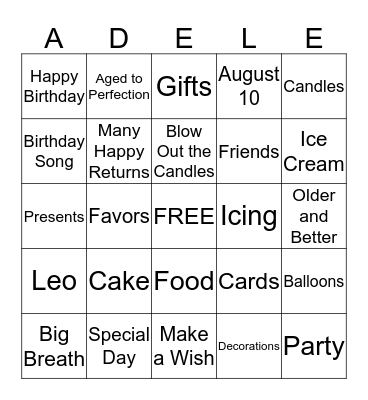 Happy Birthday Bingo Card