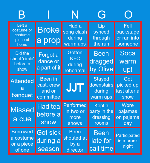 JJT BINGO! Bingo Card