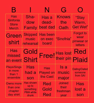 PHI MU ALPHA BINGO Card