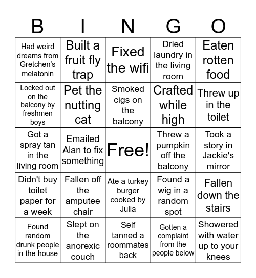Living at Nutting Bingo Card