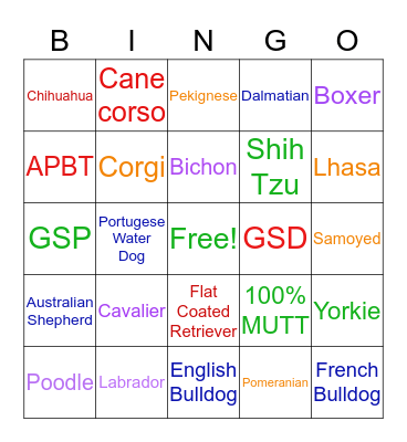 Breed Bingo! Bingo Card