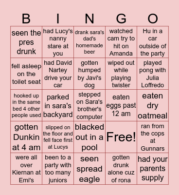 SENIOR YEAR PARTY EDITION Bingo Card