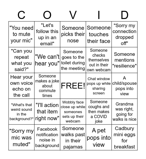 Social Hour Bingo Card