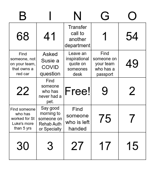 Untitled Bingo Card