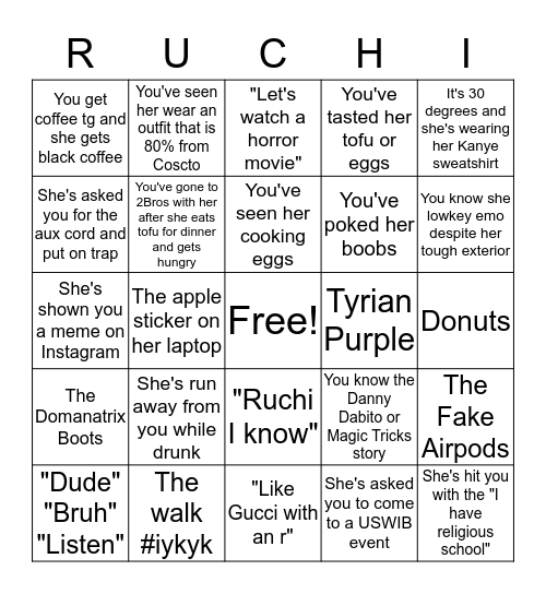 Ruchiardo Bingo Card