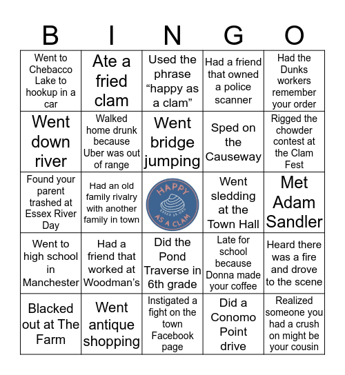 Essex Bingo Card