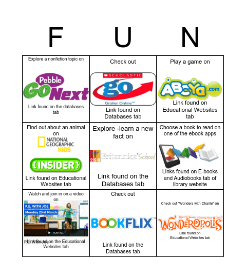 Momot  3-5 Library FUN! Bingo Card