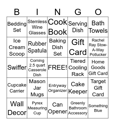 Kaitlyn's Bridal Shower Bingo Card