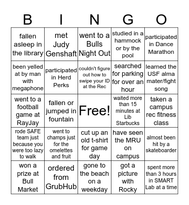 USF BINGO Card
