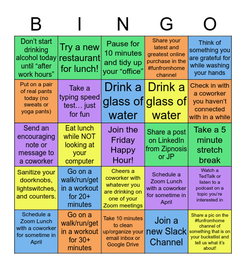 Zip BINGO Card