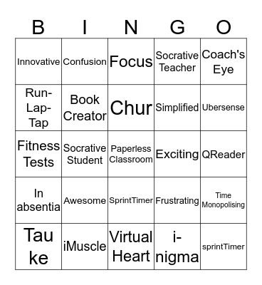 One word responses to iPads Bingo Card