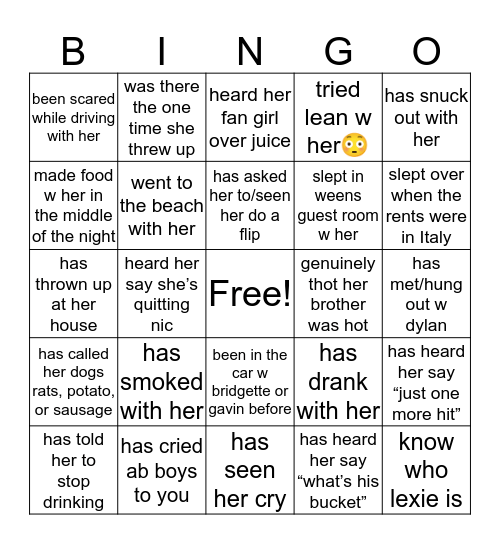 Morgan Bingo Card