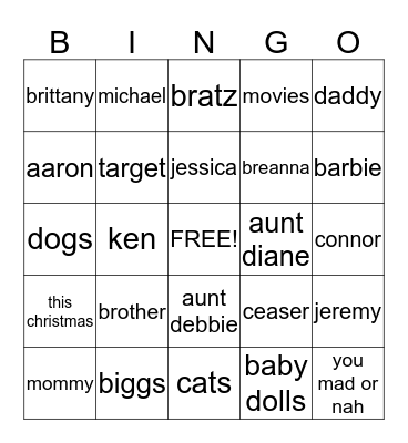 Our Bingo Card :) Bingo Card