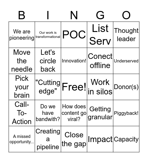 NONPROFIT LINGO: Love it, hate it... Bingo Card