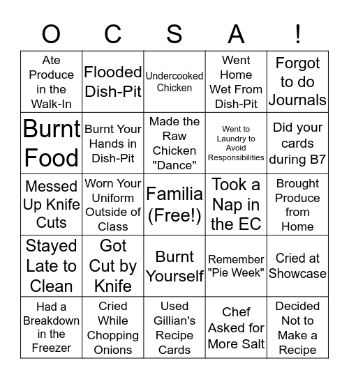 OCSA CAH Bingo! Bingo Card