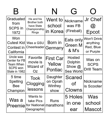 2015 Senior Raider Football  Bingo Card