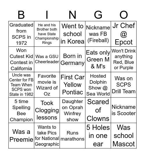 2015 Senior Raider Football  Bingo Card