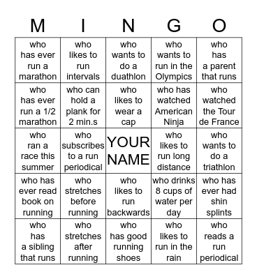 Find a Teammate: Bingo Card