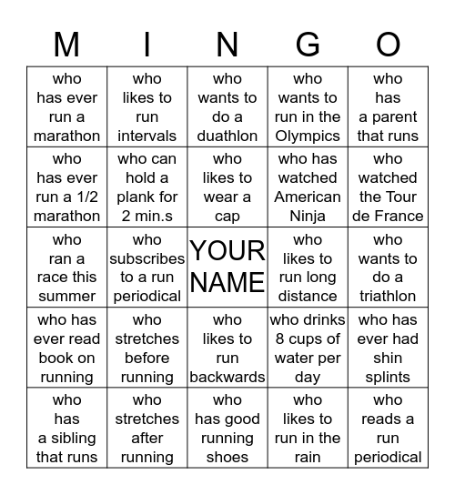 Find a Teammate: Bingo Card