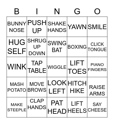 MOVE YOUR BODY Bingo Card