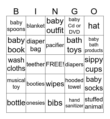 Baby Bingo Card