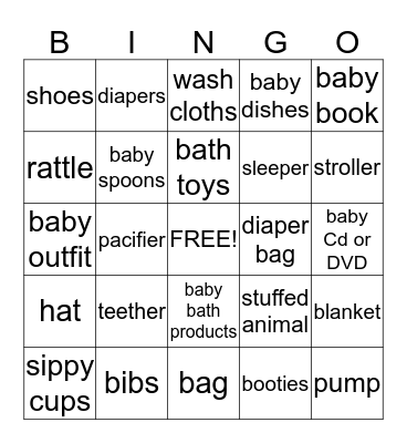 Baby Bingo Card