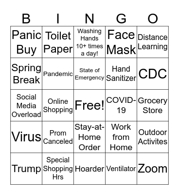 Coronavirus - NM Edition Bingo Card