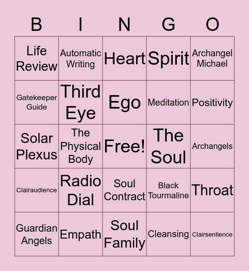 A Beginner's Guide to Connecting to Spirit Bingo Card