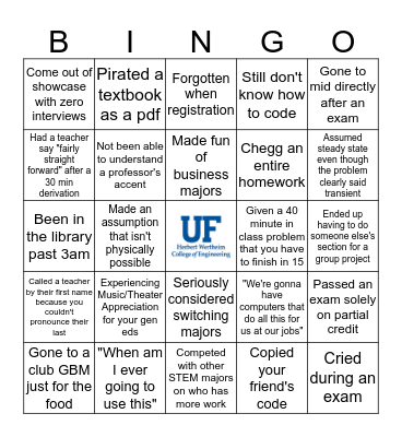 Engineering Bingo Card