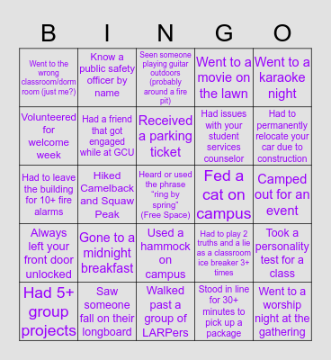 Lopes Life Bingo Card