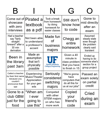 Engineering Bingo Card