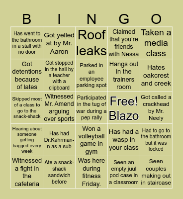 Absegami HS Bingo Card